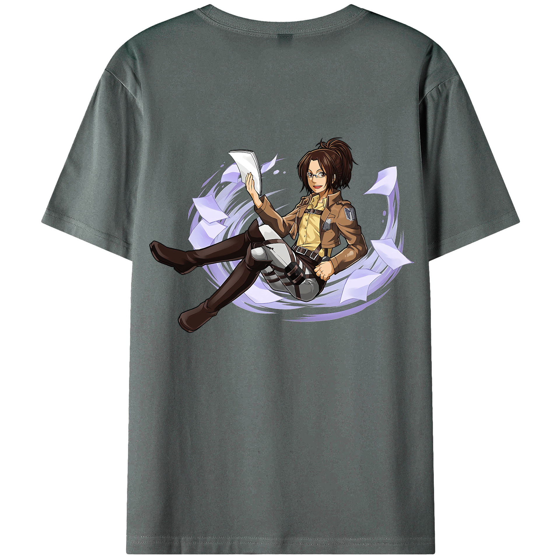 （画像用） 進撃の巨人 ハンジ·ゾエ Attack on Titan Hanji Zoe 綿100％ メンズ半袖Tシャツ（バックプリント） 通気性